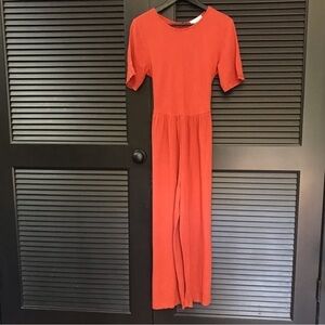 Ces Femme 100% Cotton Cropped Textured Jumpsuit with Front or Back Tie, Size Sm